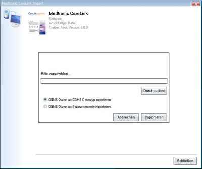 Datenübernahme von Medtronic CareLink ins Diabetes-Tagebuch